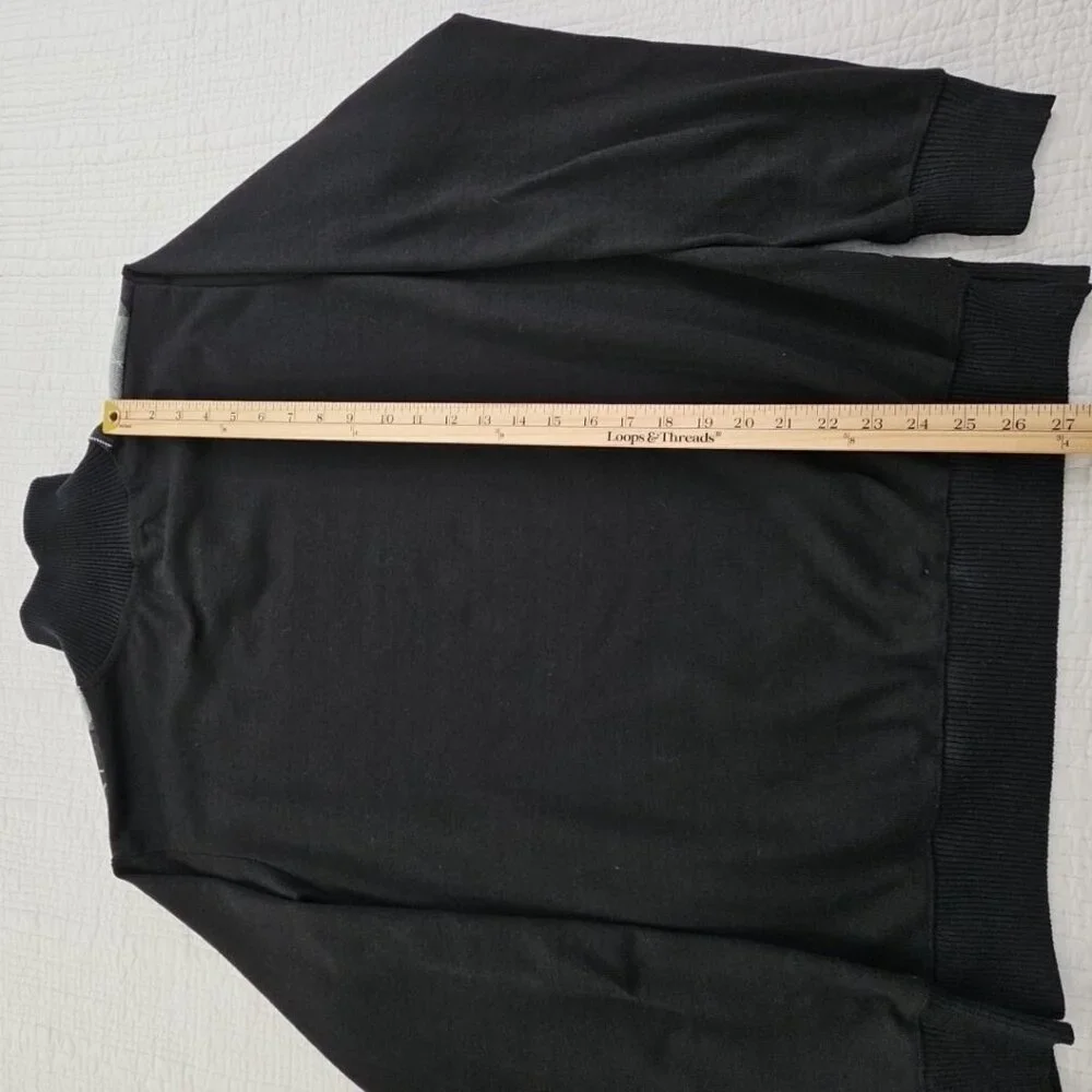 Deluxe Homme 1/4 Zip Pullover Sweater Men's XL Black & Gray‎ Harlequin Luxury